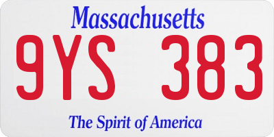 MA license plate 9YS383