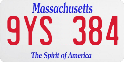 MA license plate 9YS384