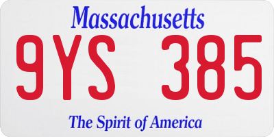 MA license plate 9YS385