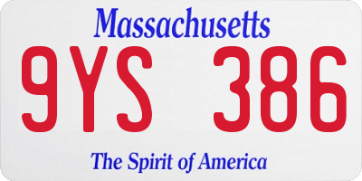 MA license plate 9YS386