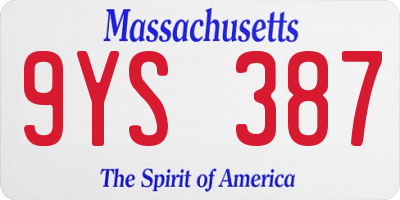 MA license plate 9YS387