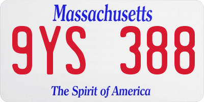 MA license plate 9YS388