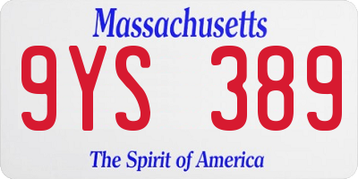 MA license plate 9YS389