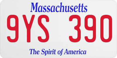 MA license plate 9YS390