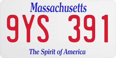 MA license plate 9YS391