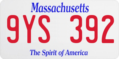 MA license plate 9YS392