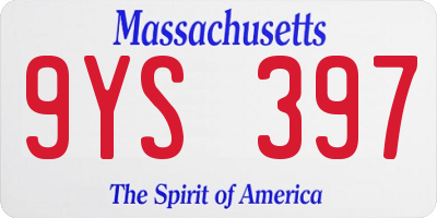 MA license plate 9YS397