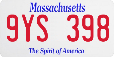 MA license plate 9YS398