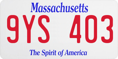 MA license plate 9YS403