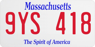 MA license plate 9YS418