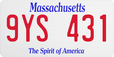 MA license plate 9YS431