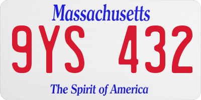 MA license plate 9YS432