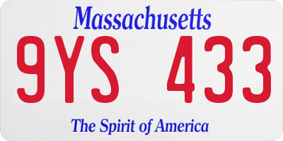MA license plate 9YS433