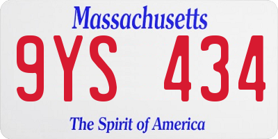 MA license plate 9YS434