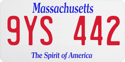 MA license plate 9YS442