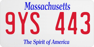 MA license plate 9YS443