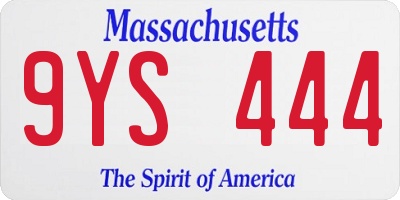 MA license plate 9YS444