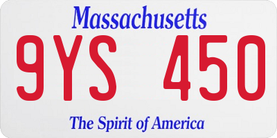 MA license plate 9YS450