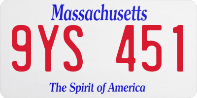MA license plate 9YS451