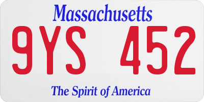MA license plate 9YS452