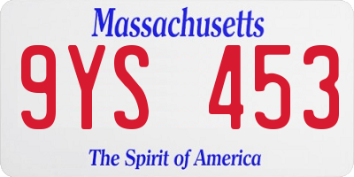 MA license plate 9YS453