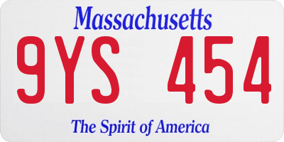 MA license plate 9YS454