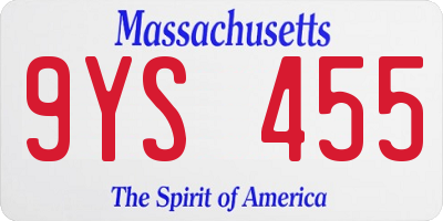 MA license plate 9YS455