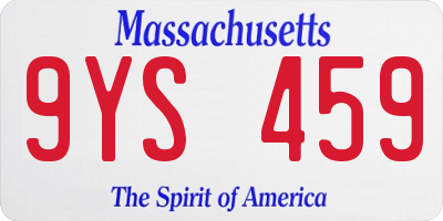 MA license plate 9YS459