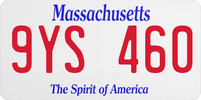 MA license plate 9YS460