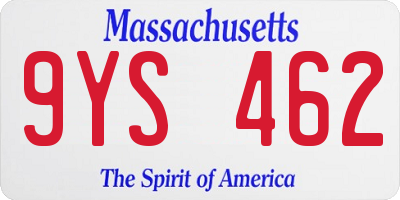 MA license plate 9YS462