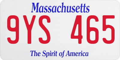 MA license plate 9YS465