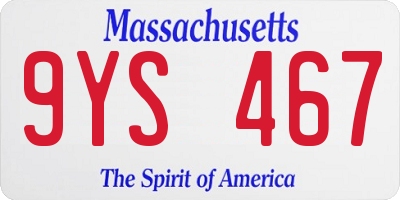 MA license plate 9YS467