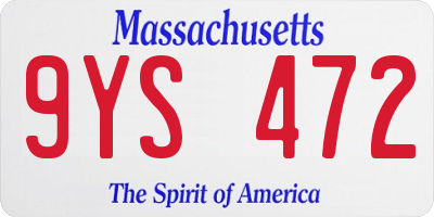 MA license plate 9YS472