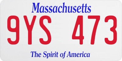 MA license plate 9YS473