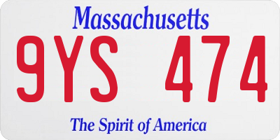 MA license plate 9YS474