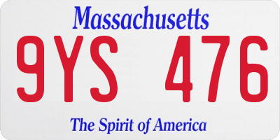 MA license plate 9YS476