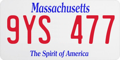 MA license plate 9YS477