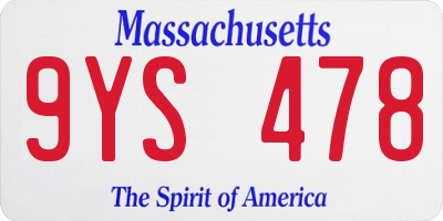 MA license plate 9YS478