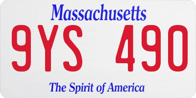 MA license plate 9YS490