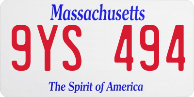 MA license plate 9YS494