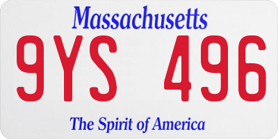 MA license plate 9YS496