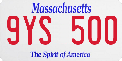 MA license plate 9YS500