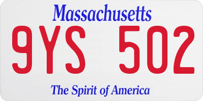 MA license plate 9YS502