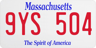 MA license plate 9YS504