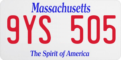 MA license plate 9YS505