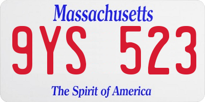 MA license plate 9YS523