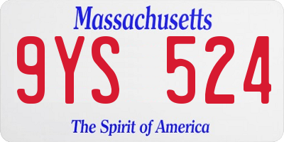 MA license plate 9YS524