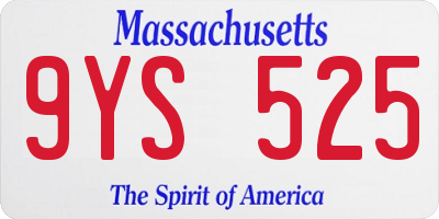 MA license plate 9YS525