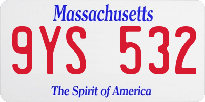MA license plate 9YS532
