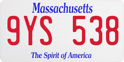 MA license plate 9YS538